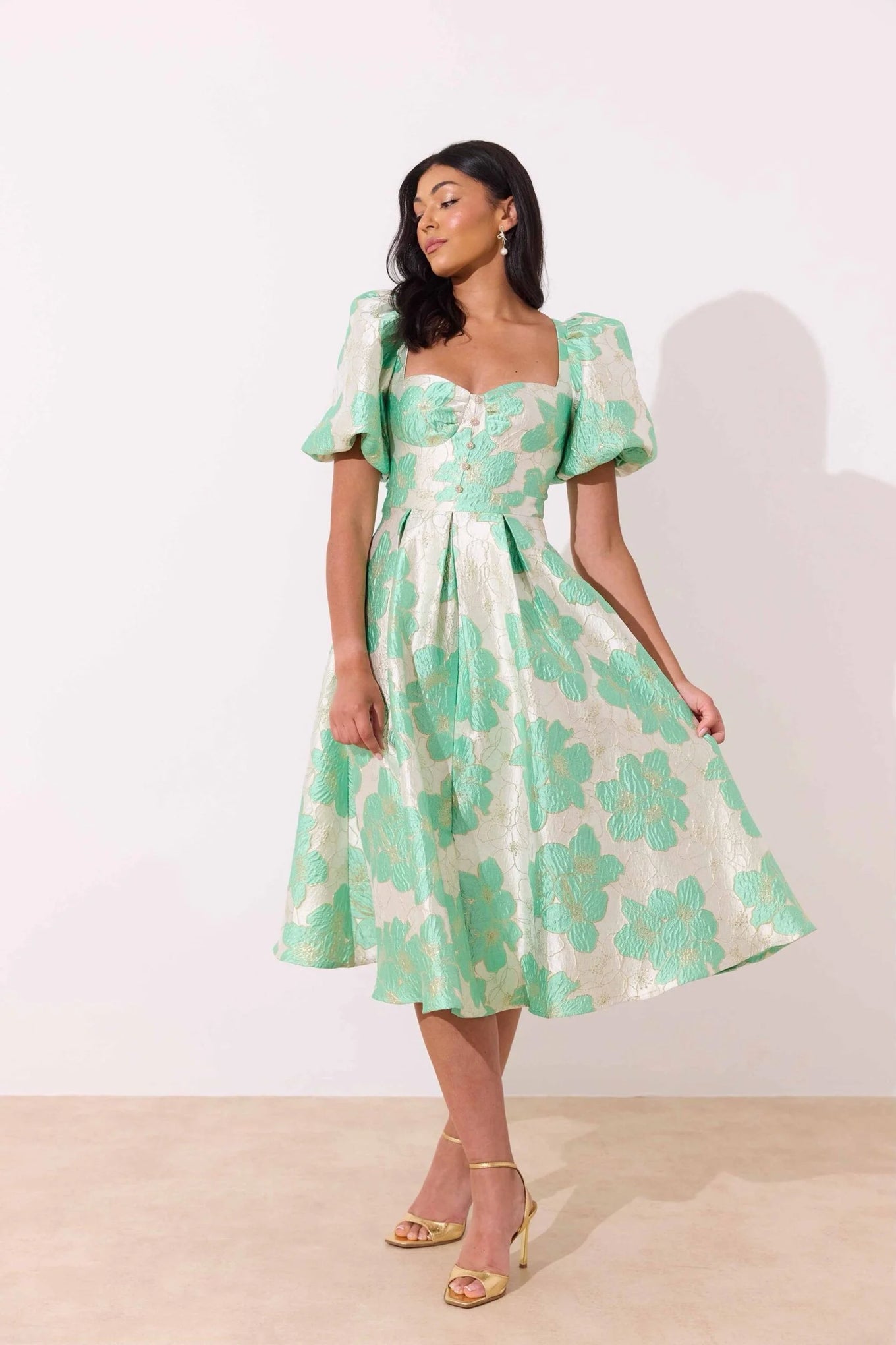 Audrey Mint Metallic Dress