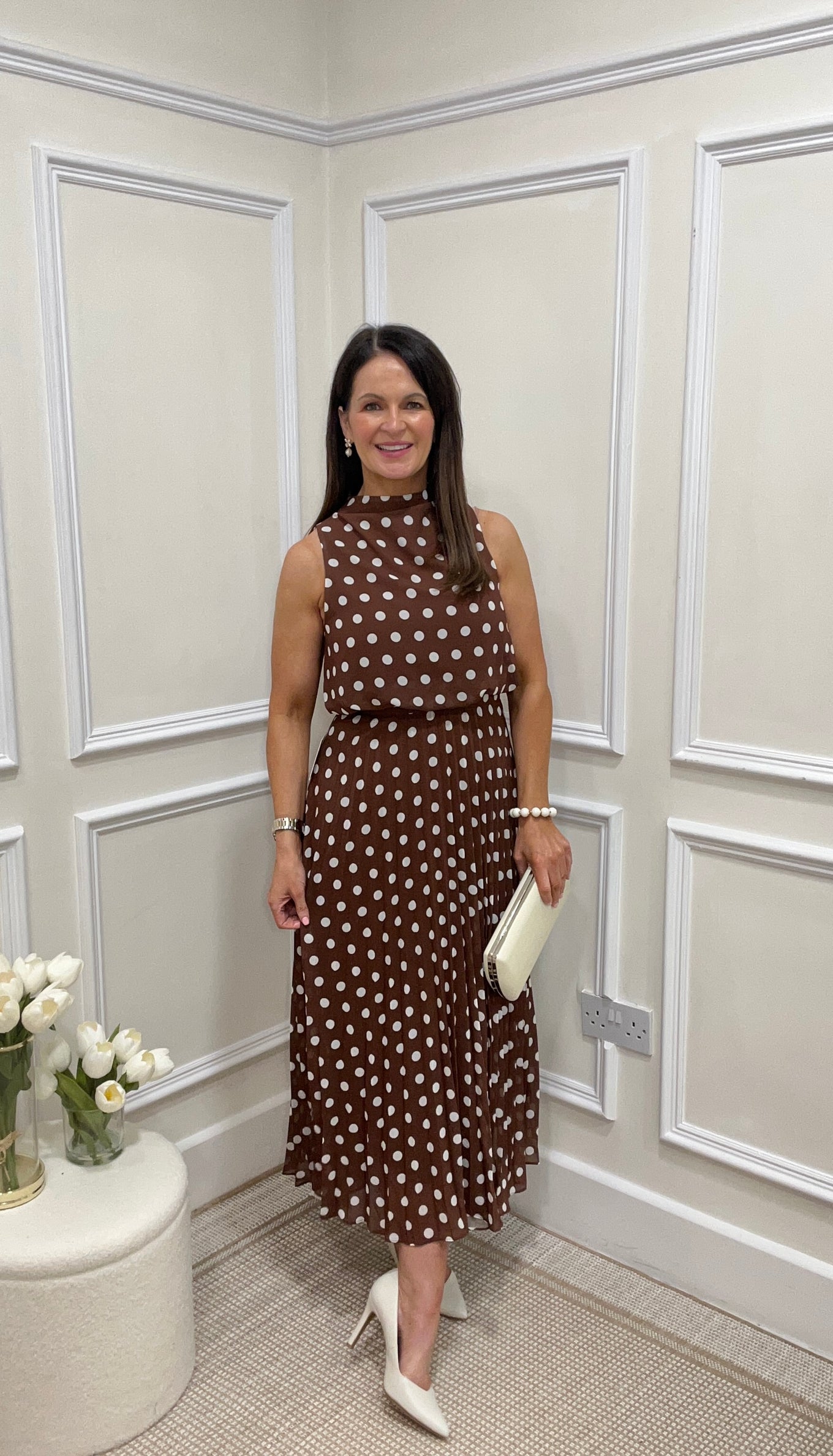 Milly Brown Polka Dot Dress