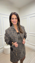 Darcy Brown Tweed Bomber Jacket