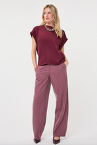 Lydia Wine Pinstripe Wide Trouser