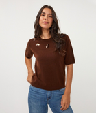 Natalie Coffee Sequin Flower Knit