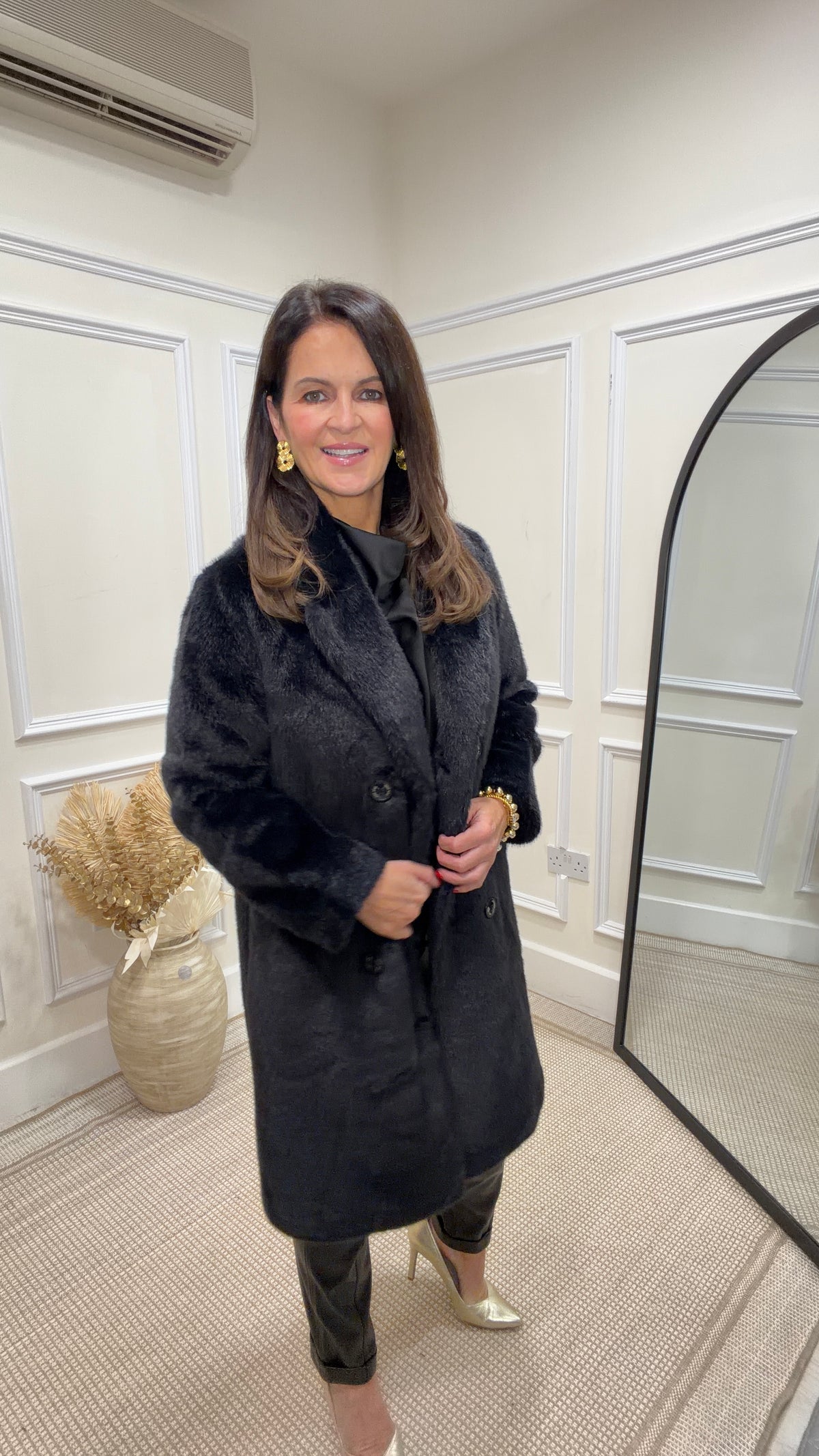 Liora Black Fur Coat