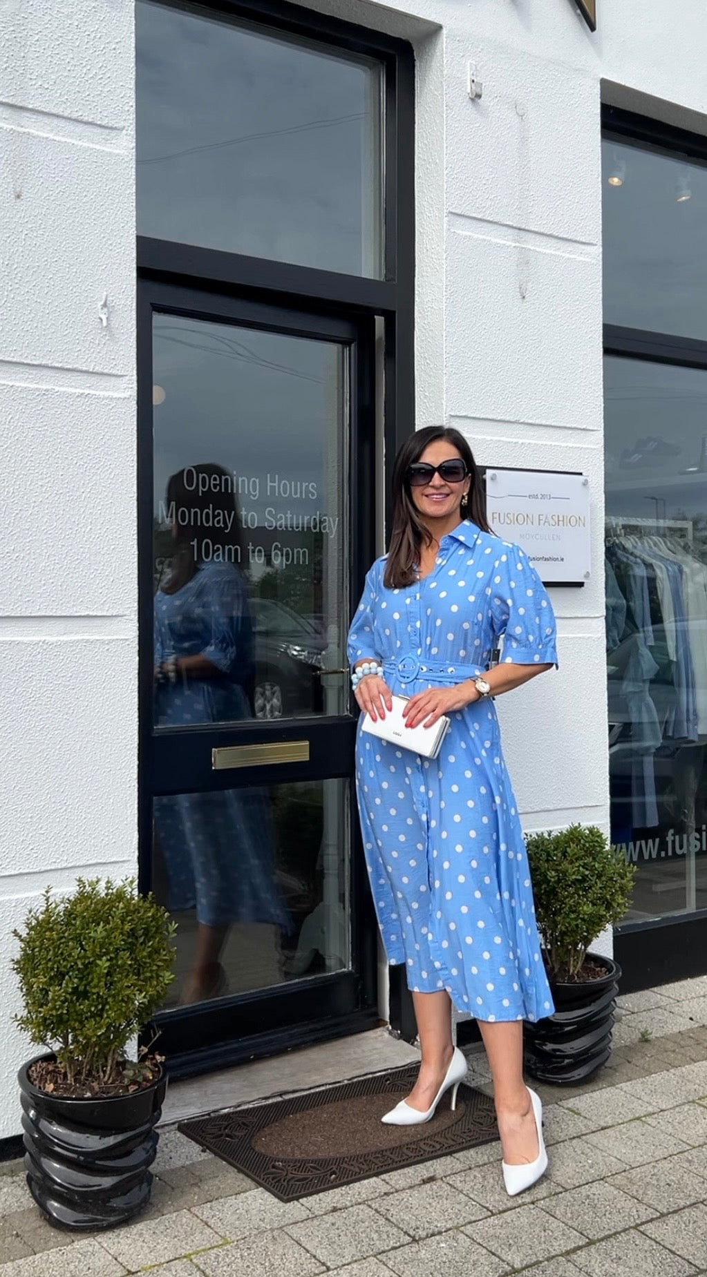 Samantha Blue Polka Dot Dress