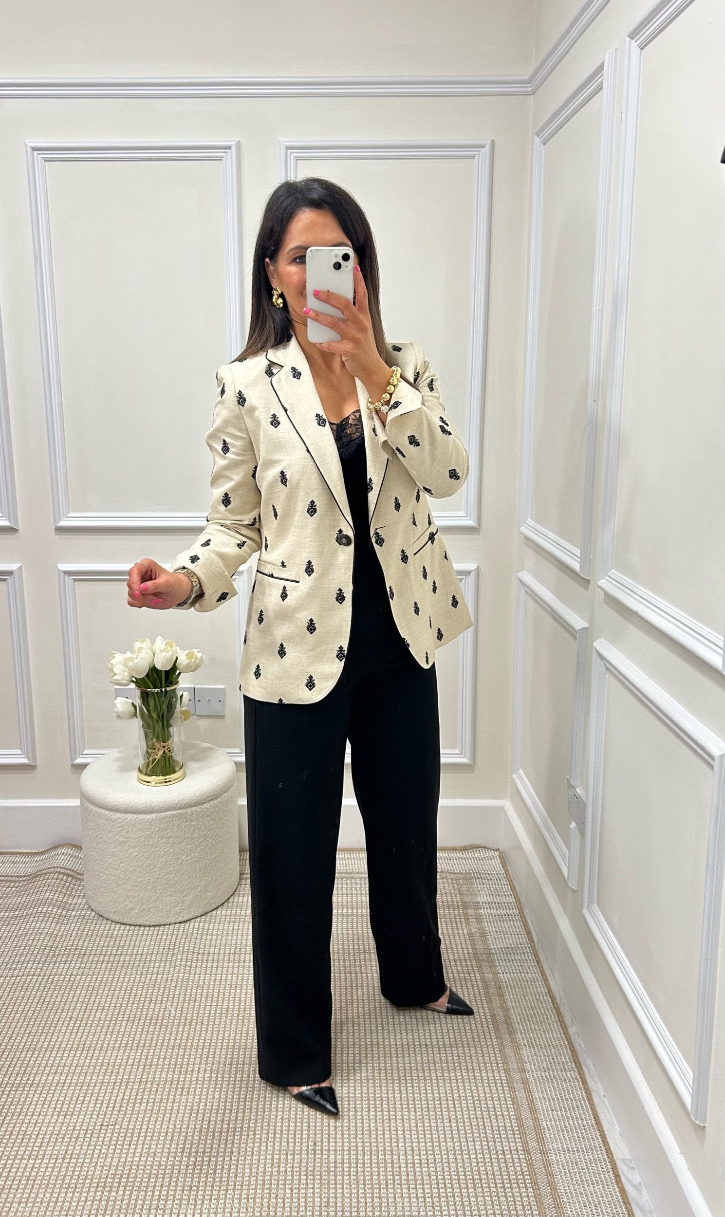 Almonte Linen Embroidered Blazer