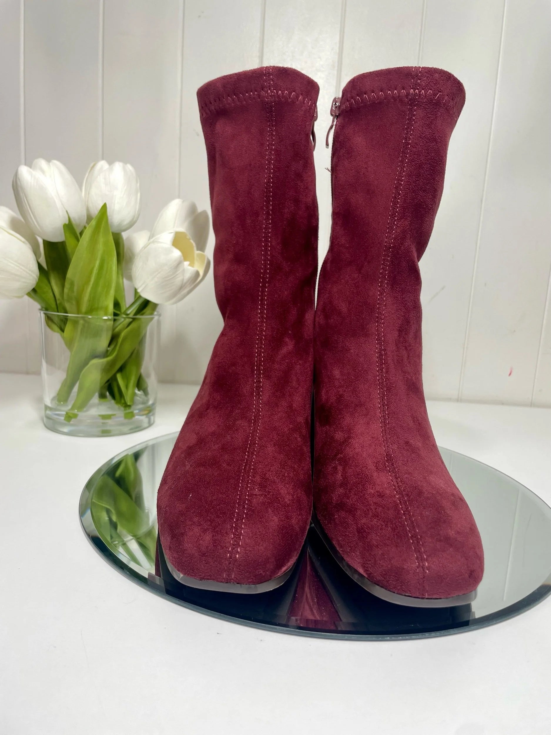 Ava Burgundy Suede Boot