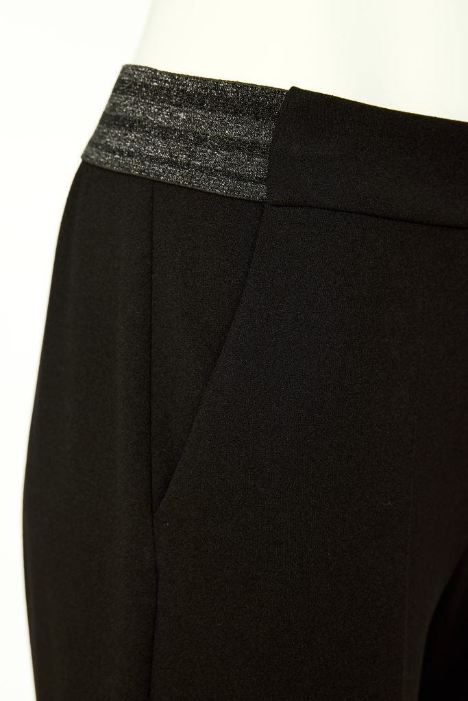 Rita Black Slim Leg Trouser With Elasticated Shimmer Waistband