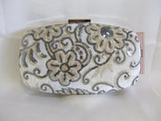 Eve White Sequin Velvet Clutch