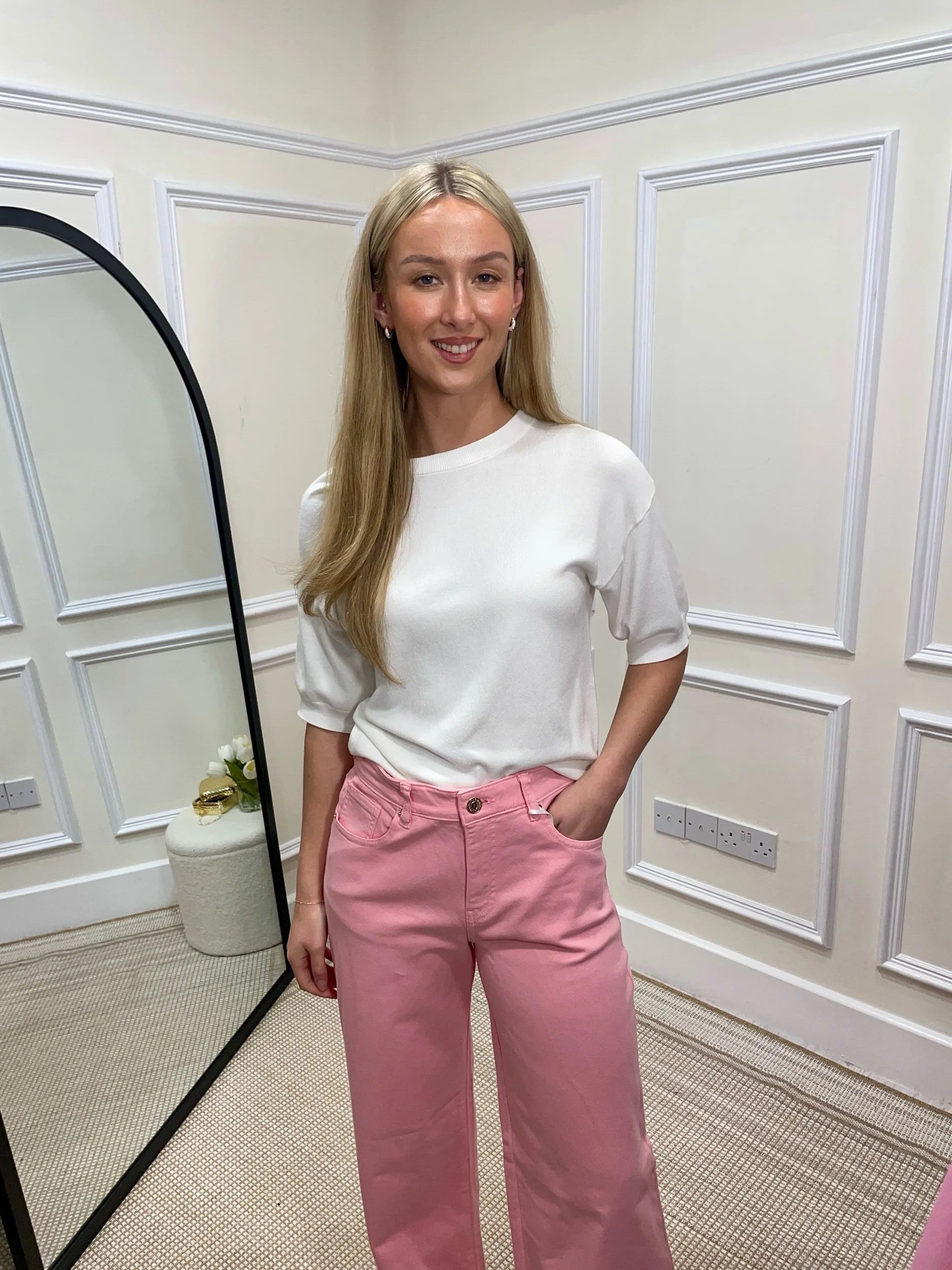 Hailey Coral Pink Jeans