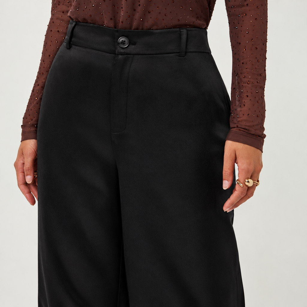 Lacy Black Satin Trousers