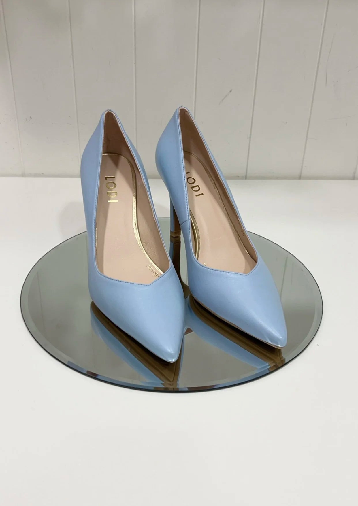 Lodi Powder Blue Rabot Court Shoe