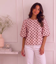 Lottie Pink Polka-Dot Top