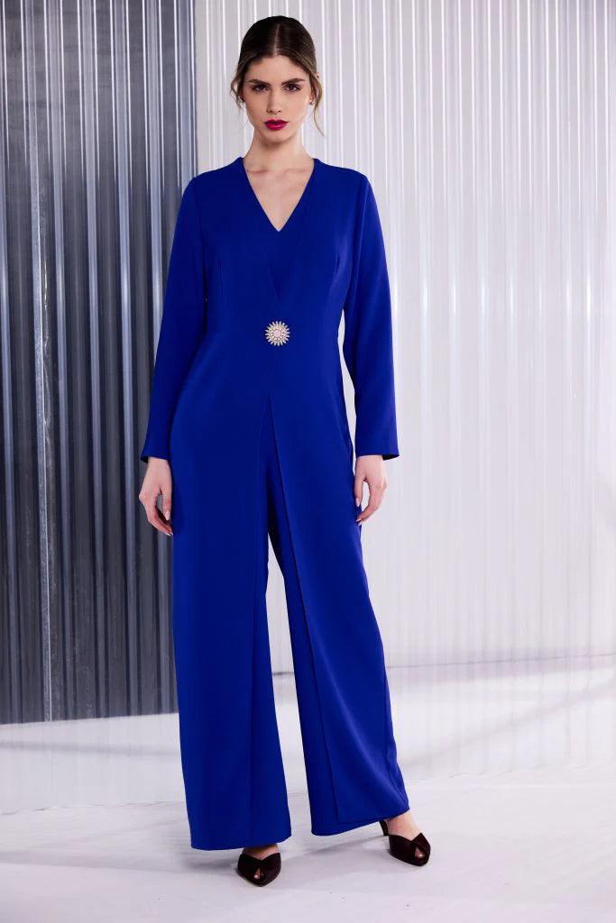 Khloe Blue Long-Sleeve Jumpsuit