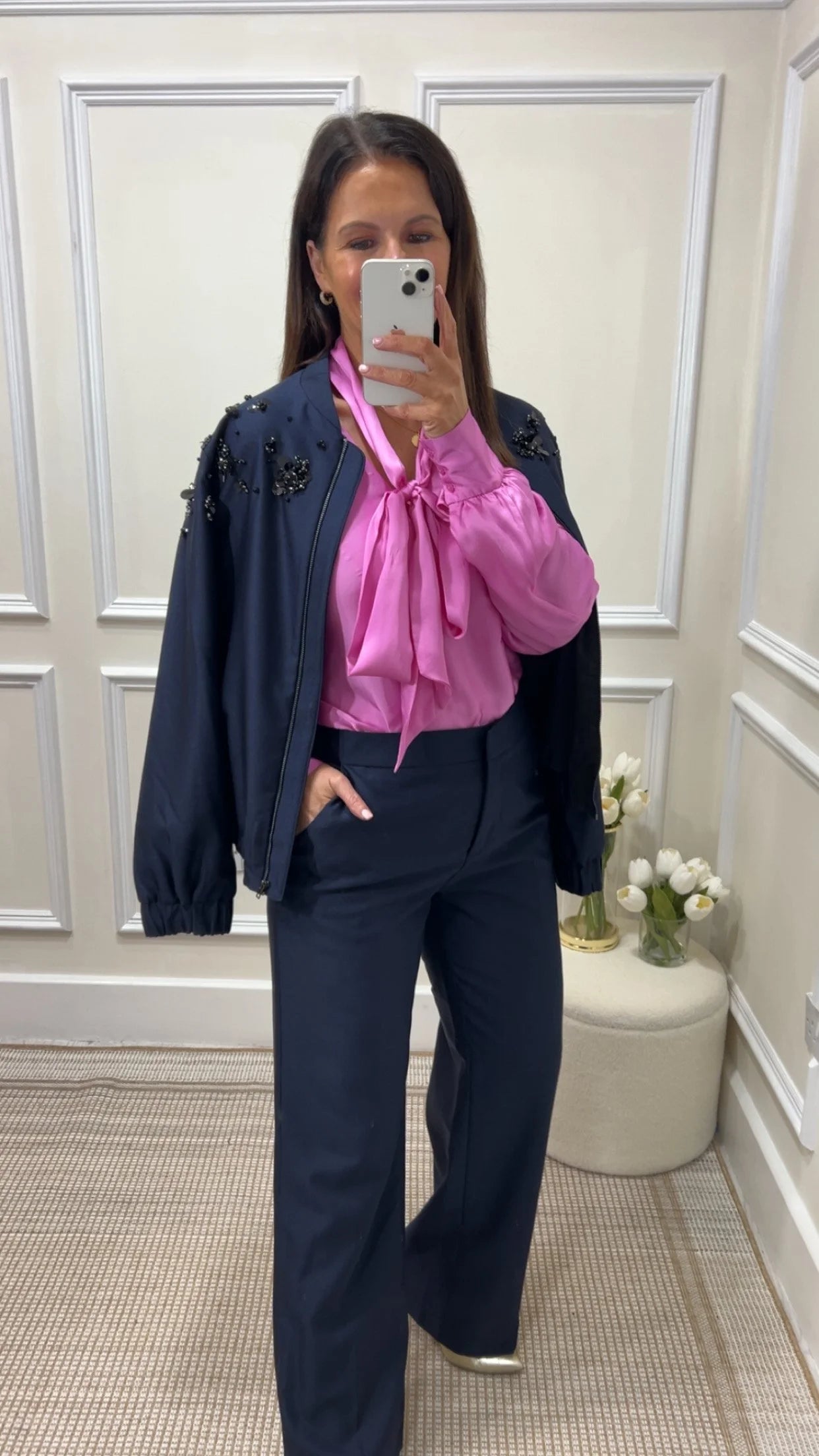 Avery Tailored Trousers In Navy