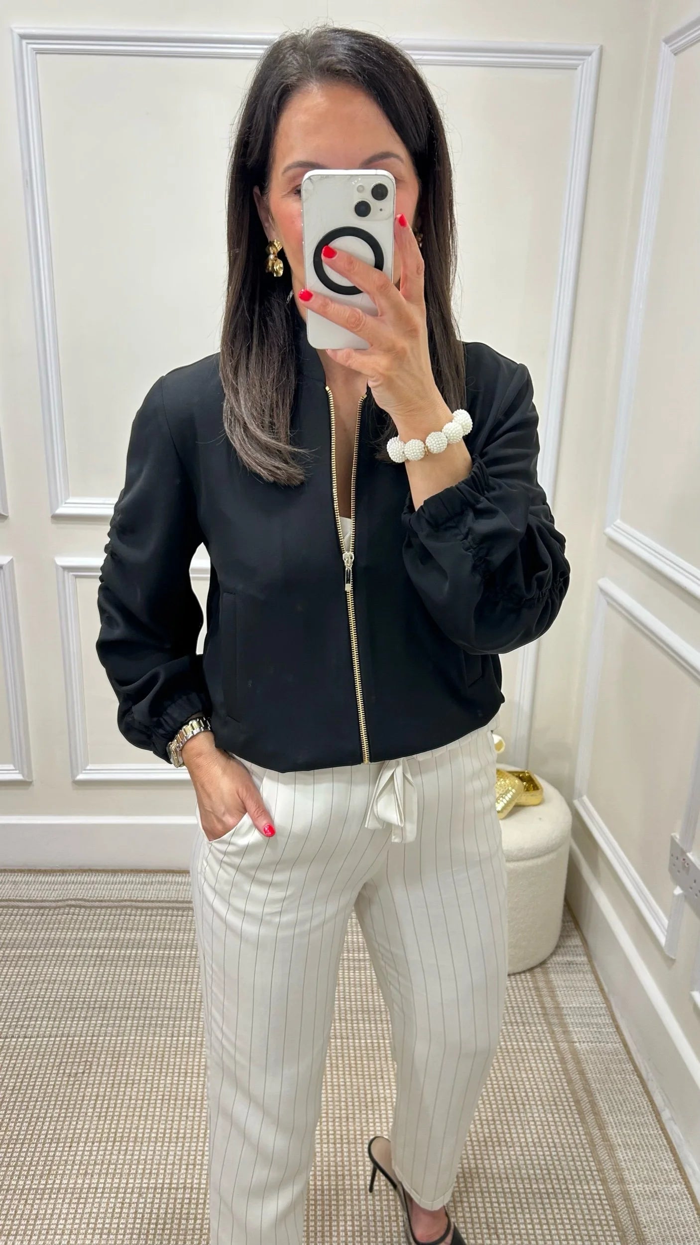 Linda Black Bomber Jacket