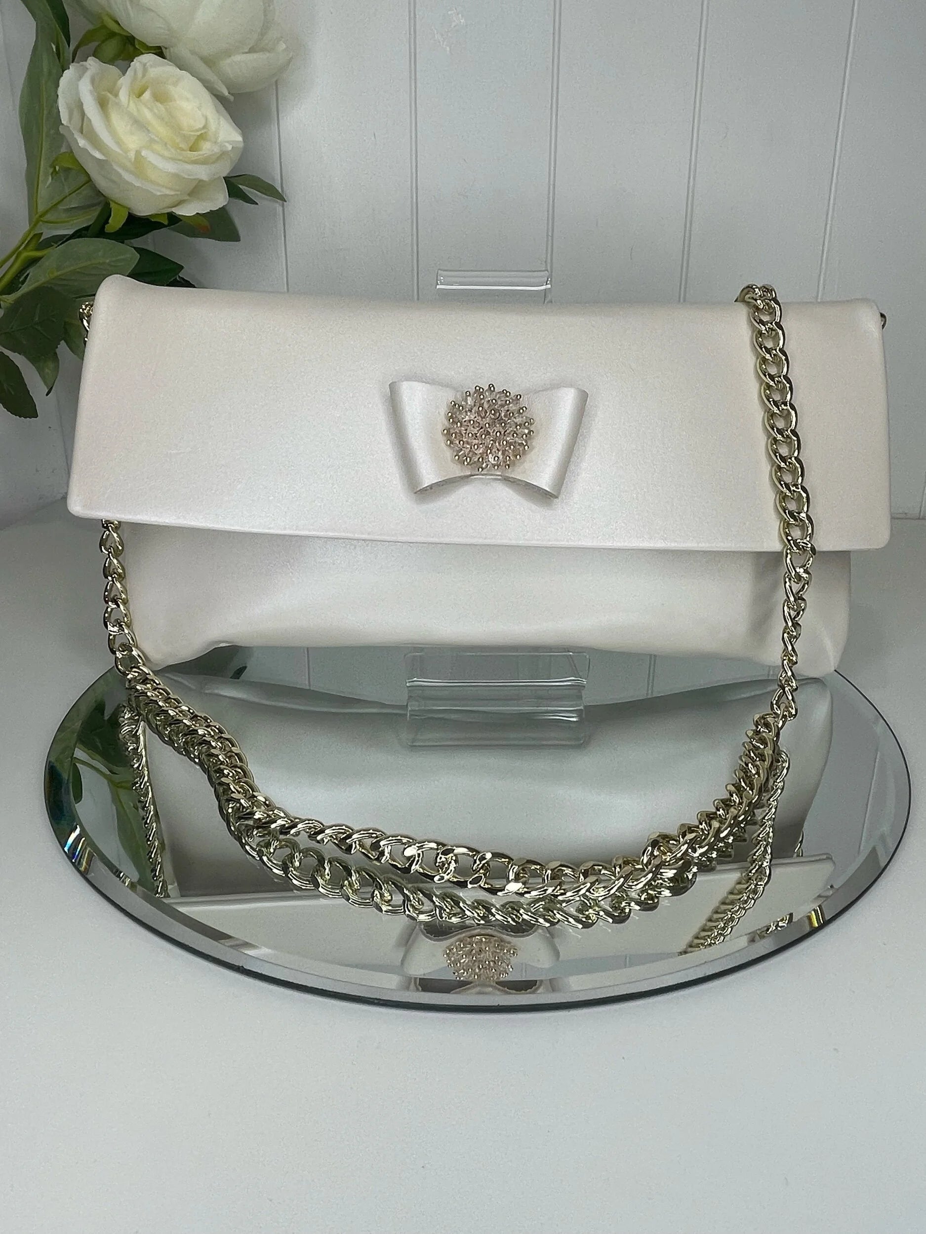 Le Babe Cream Leather Clutch