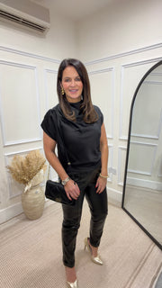 Orinaia Black Leather Trousers