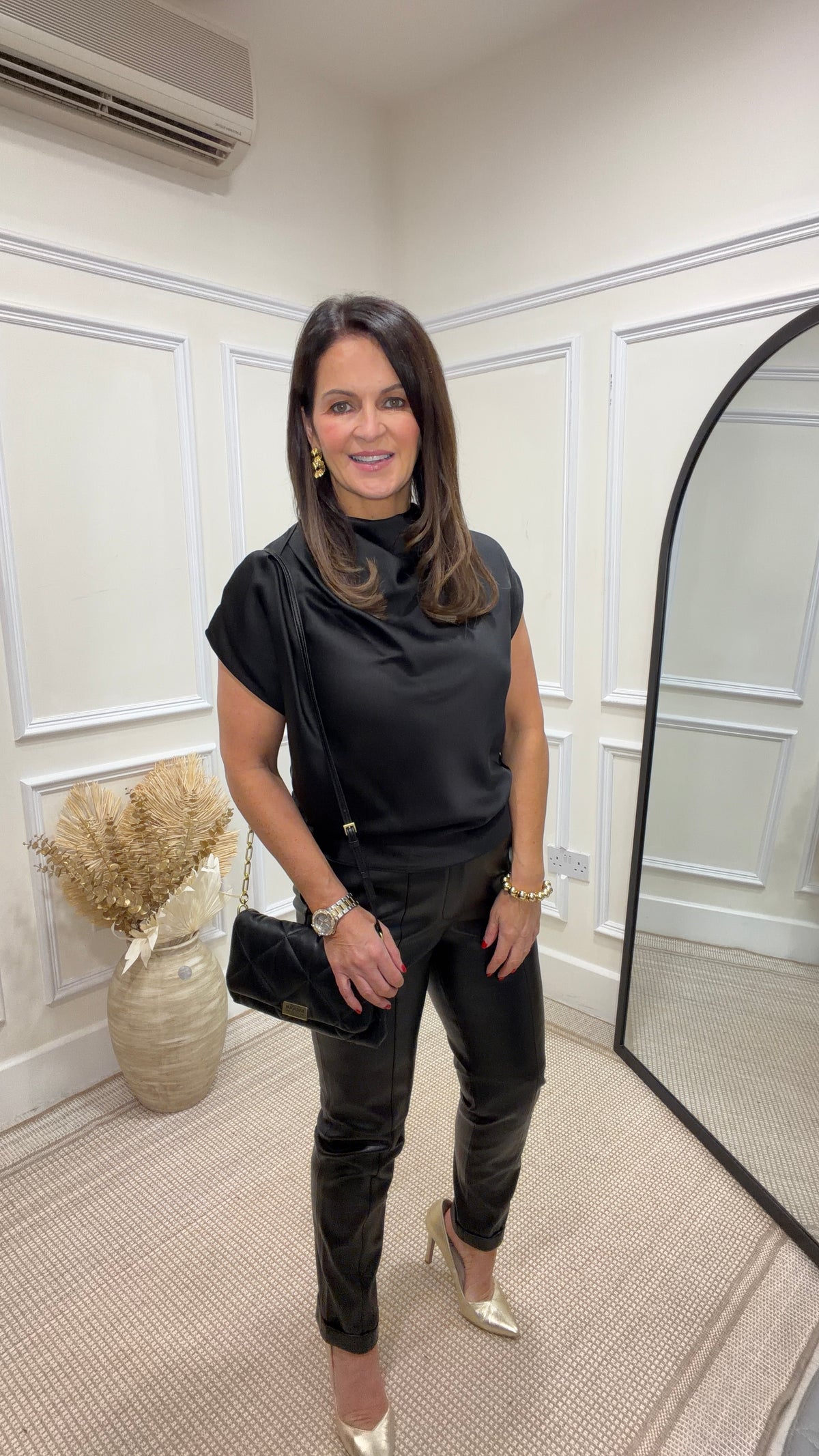 Orinaia Black Leather Trousers