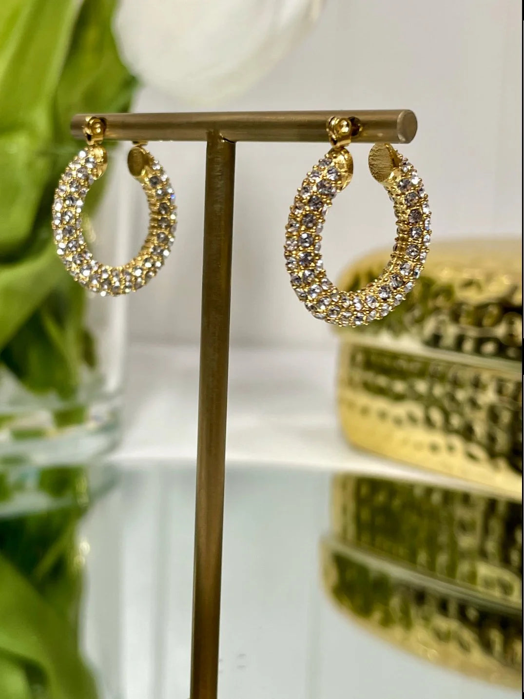 Goldie Gold/Diamonte Hoop Earrings