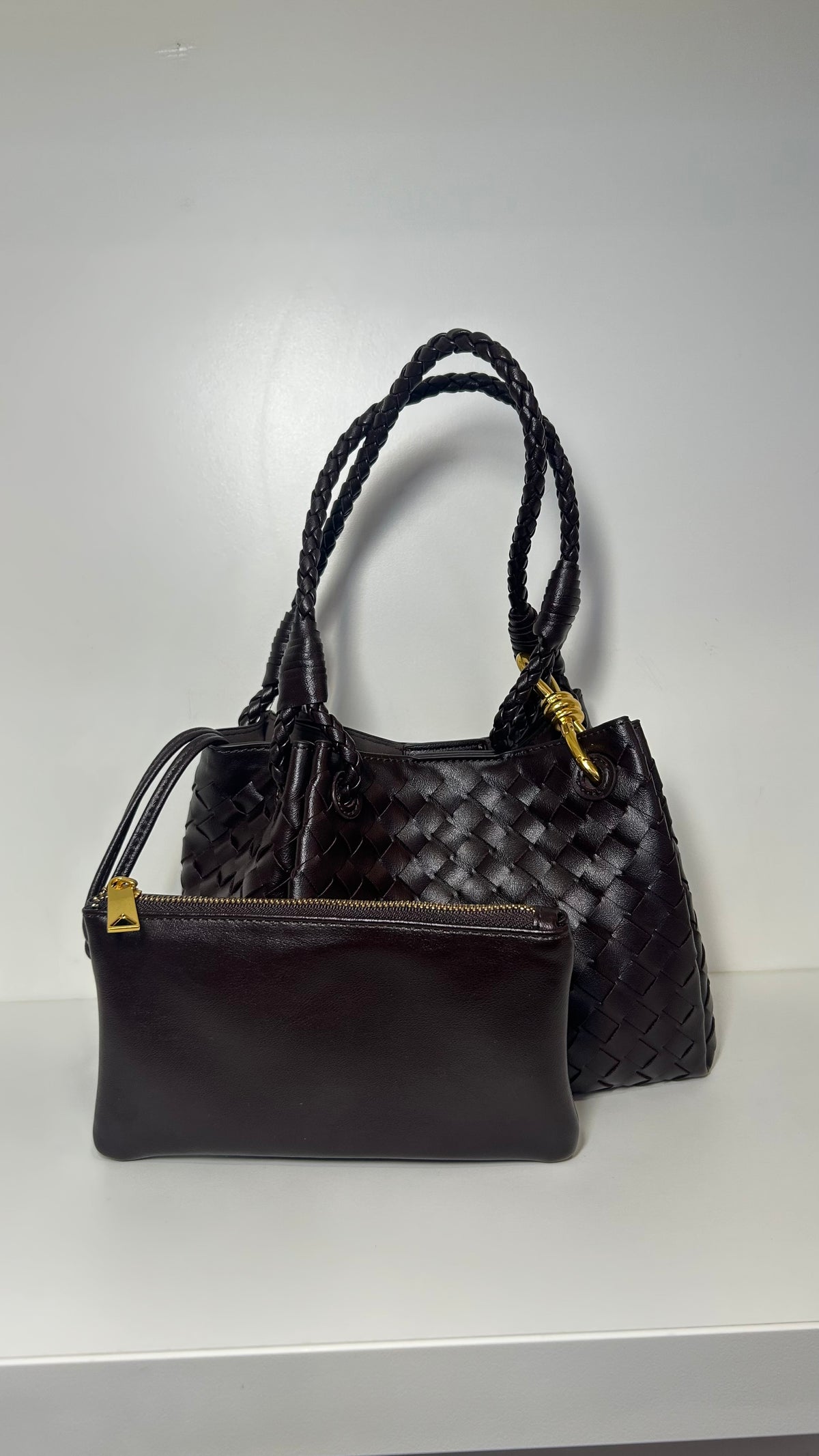 Alice Chocolate Woven Mini-Tote Bag