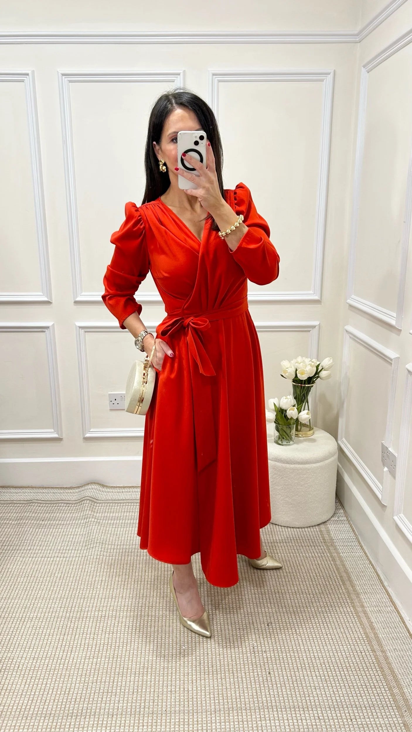 Emo Tomato Red/Orange Wrap Dress