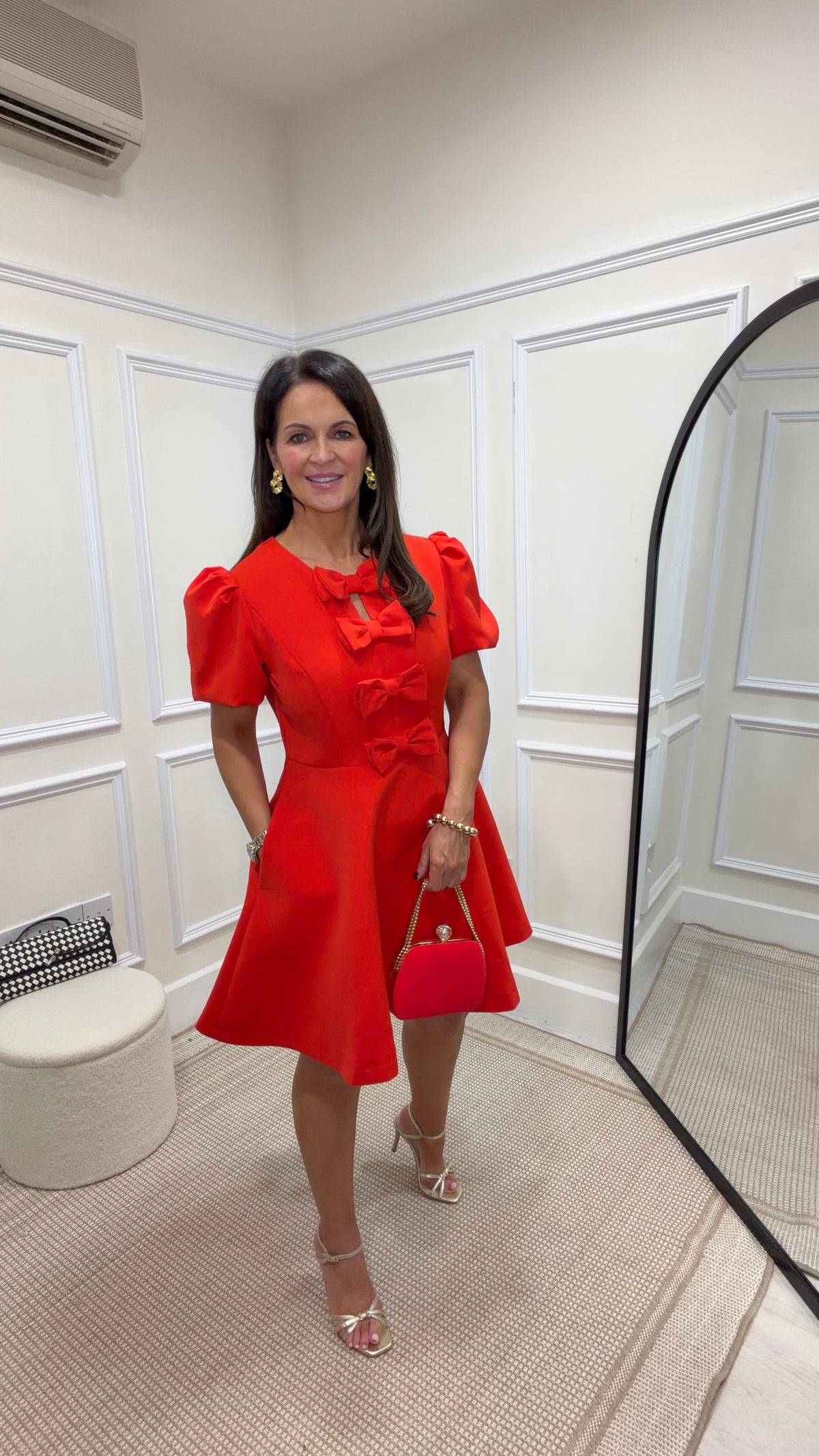 Bella Red Bow Detail Dress