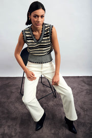Vittoria White Mid-Rise Straight Jean