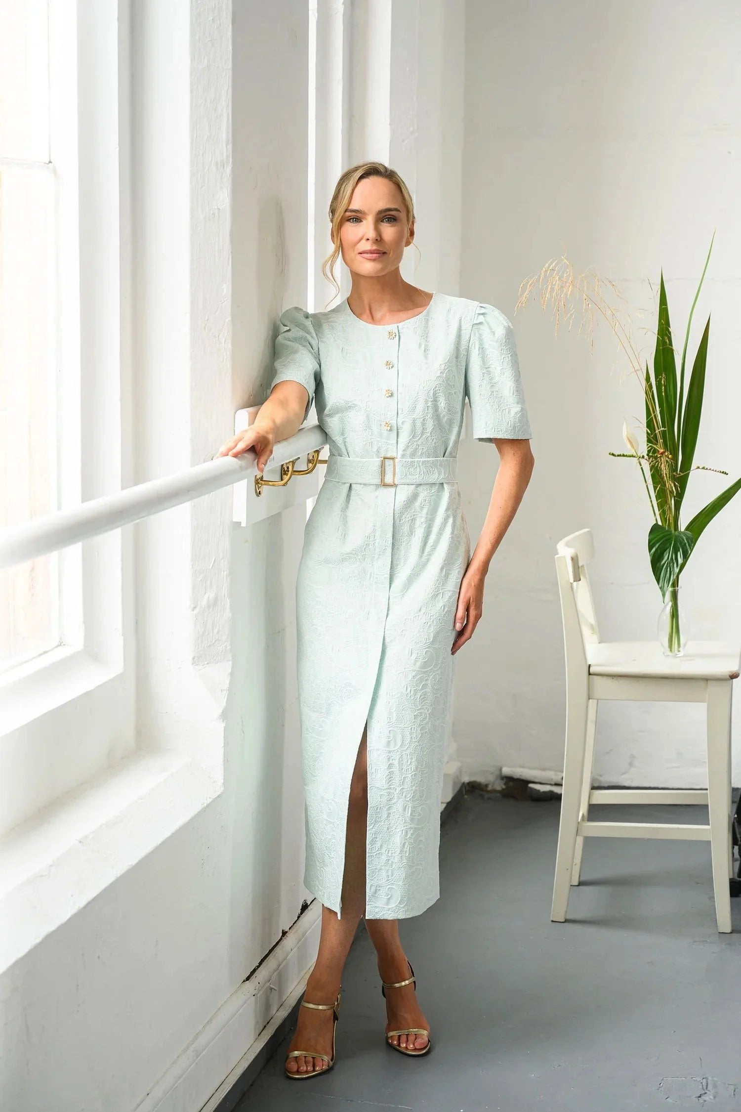 Carrie Mint Jacqard Dress