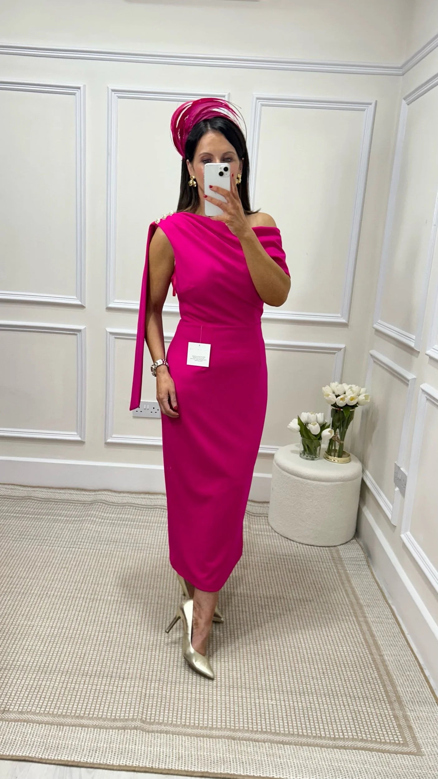 Eleni Fuchsia Pink One Shoulder Dress