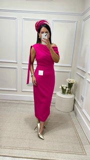 Eleni Fuchsia Pink One Shoulder Dress