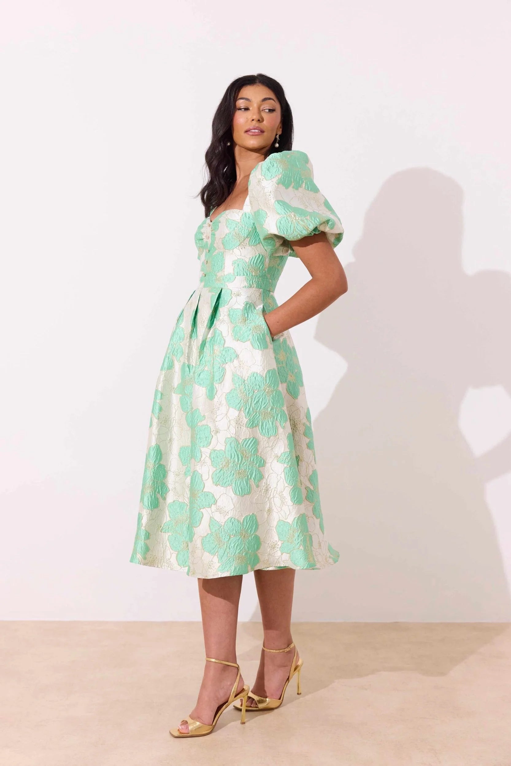 Audrey Mint Metallic Dress