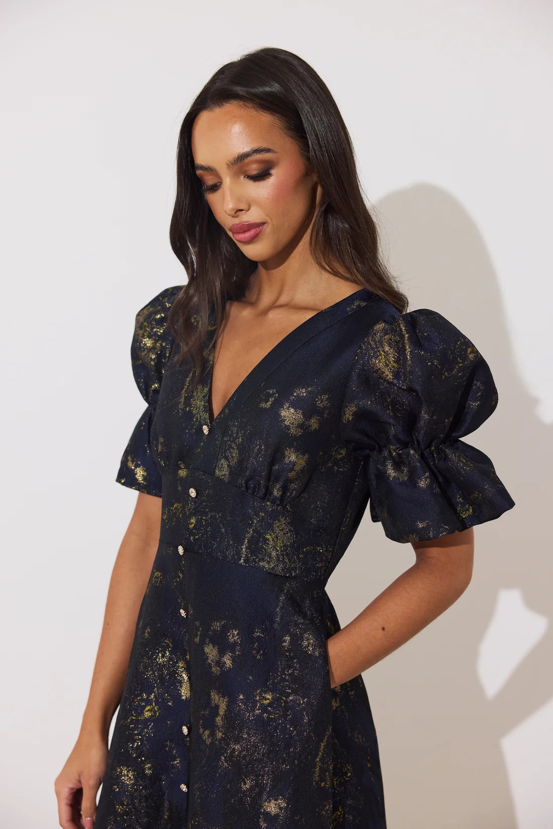 Callie Metallic Midnight Blue Dress