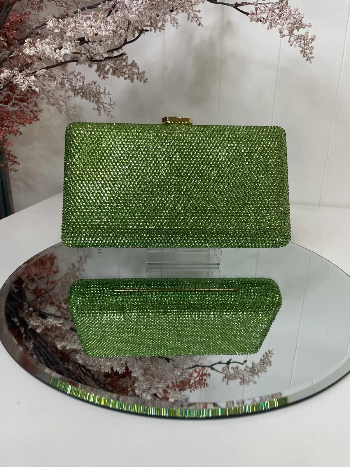 Lexi Lime Green Sparkle Clutch