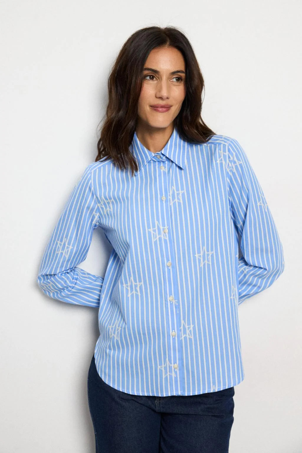 Adonella Blue & White Stripe Shirt