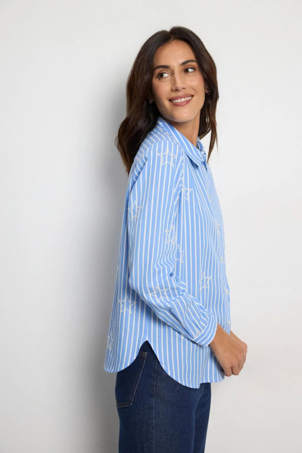 Adonella Blue & White Stripe Shirt