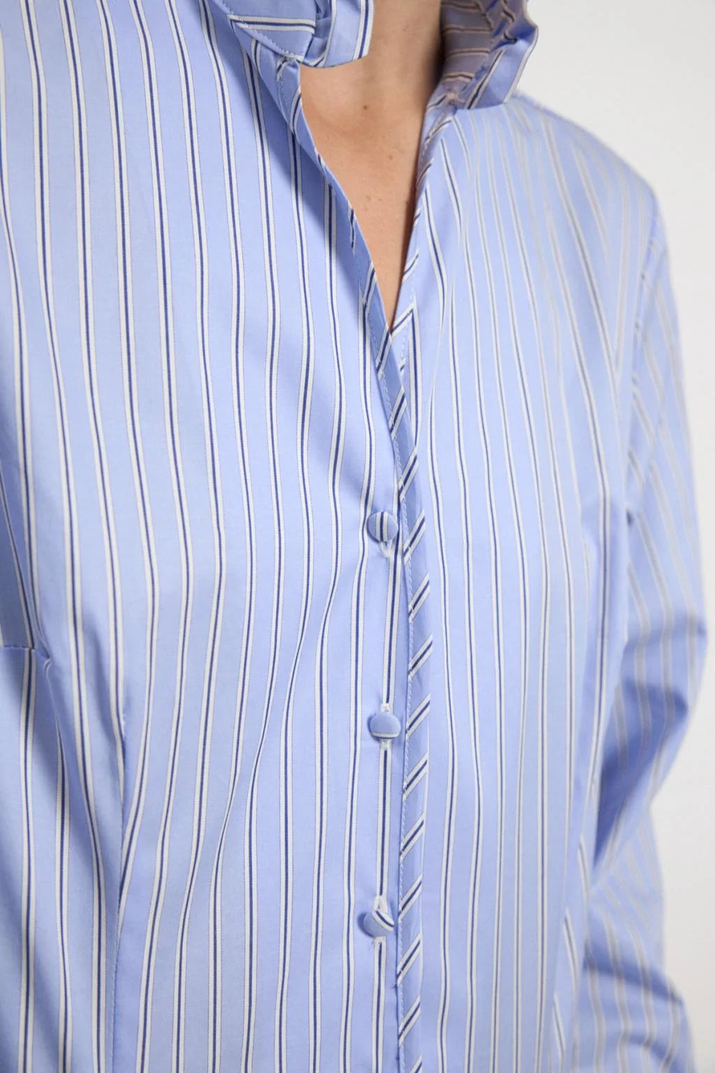 Adrano Blue & White Ruffle Shirt