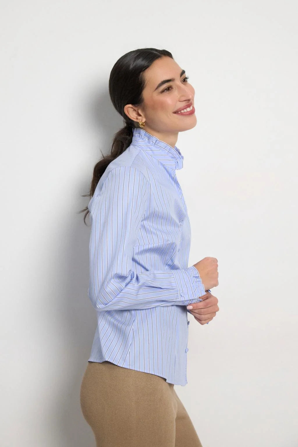 Adrano Blue & White Ruffle Shirt