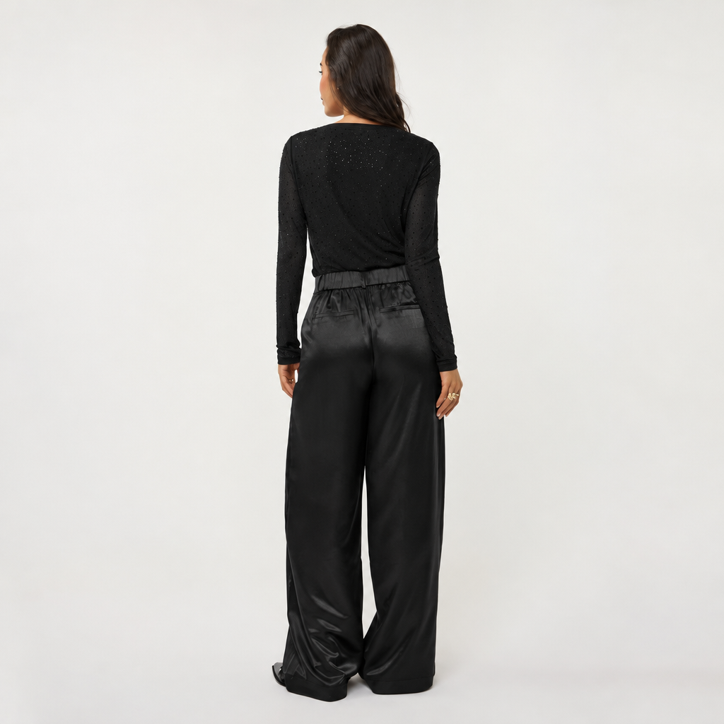 Lacy Black Satin Trousers