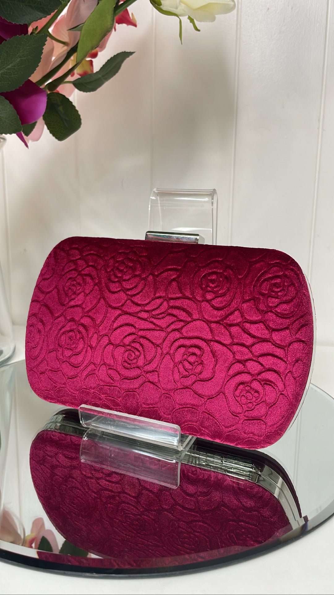 Rosa Burgundy Suede Clutch