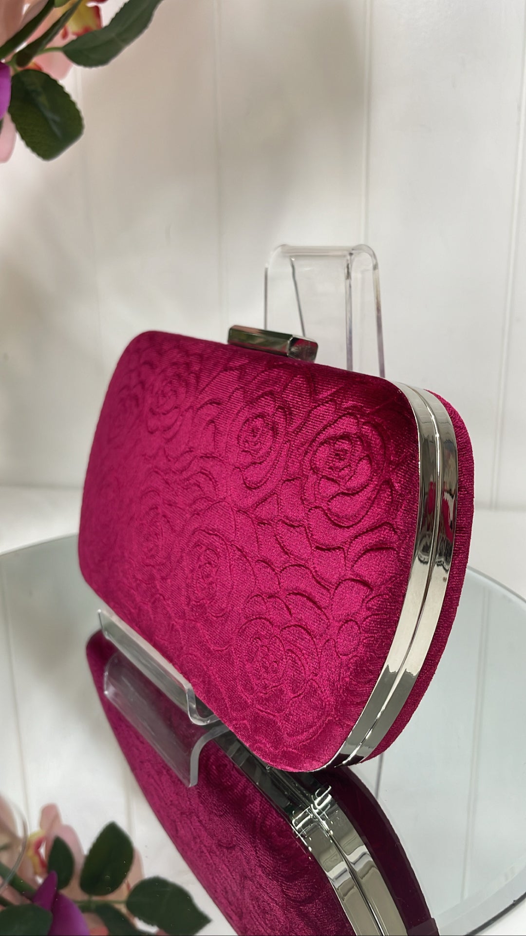 Rosa Burgundy Suede Clutch