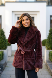 Paige Burgundy Faux-Fur Coat