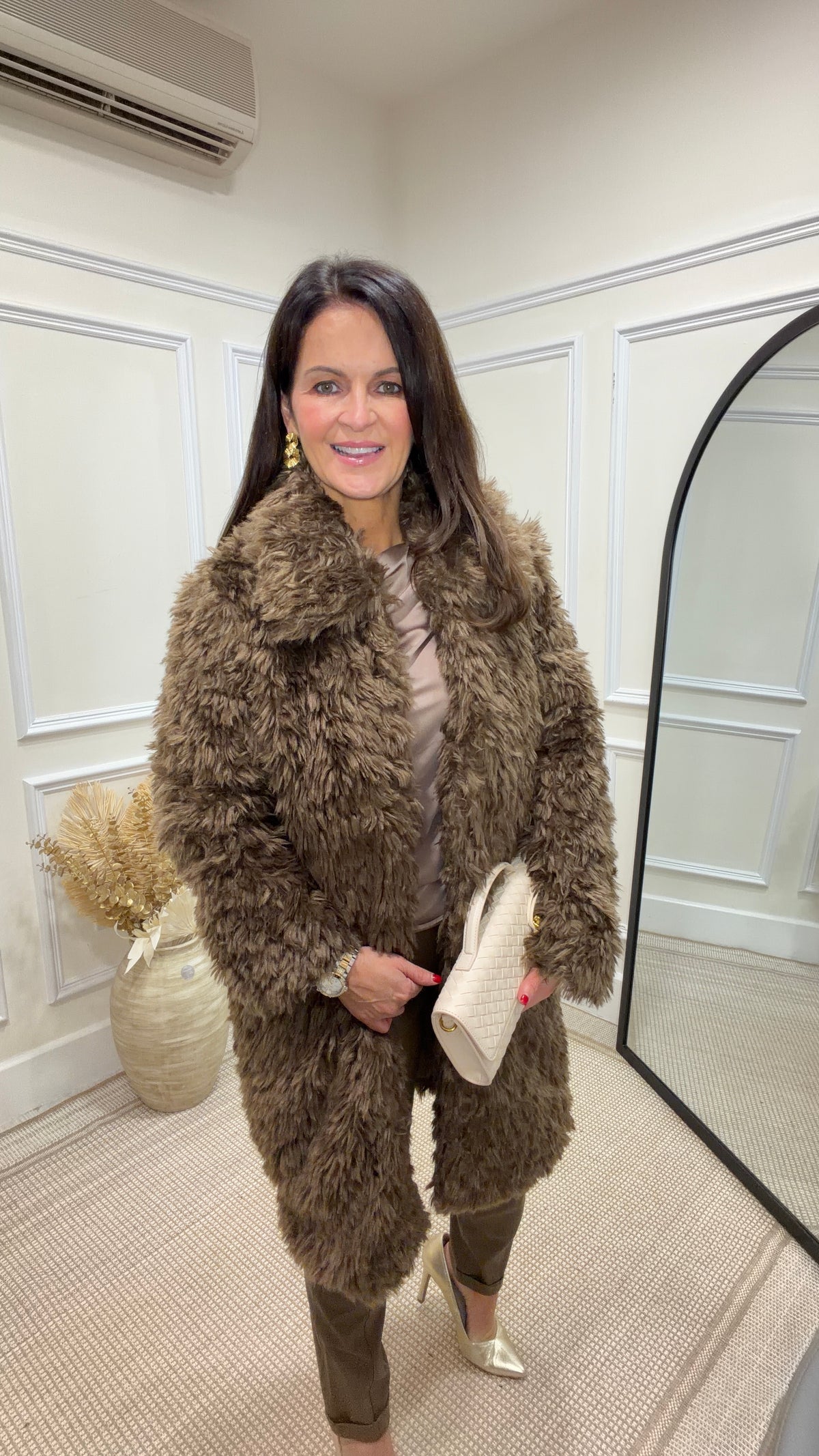 Fursal Brown Shaggy Fur Coat