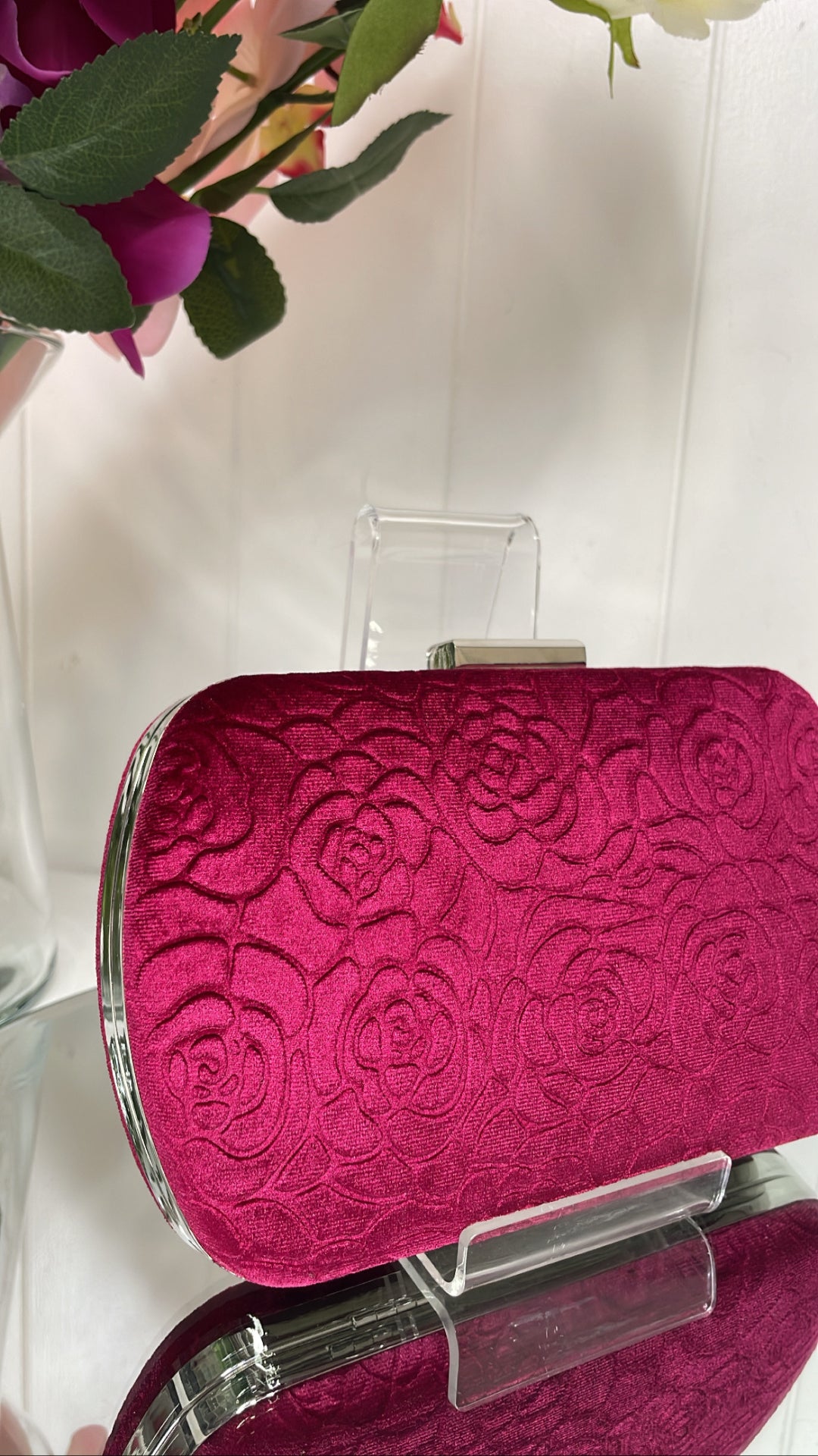 Rosa Burgundy Suede Clutch