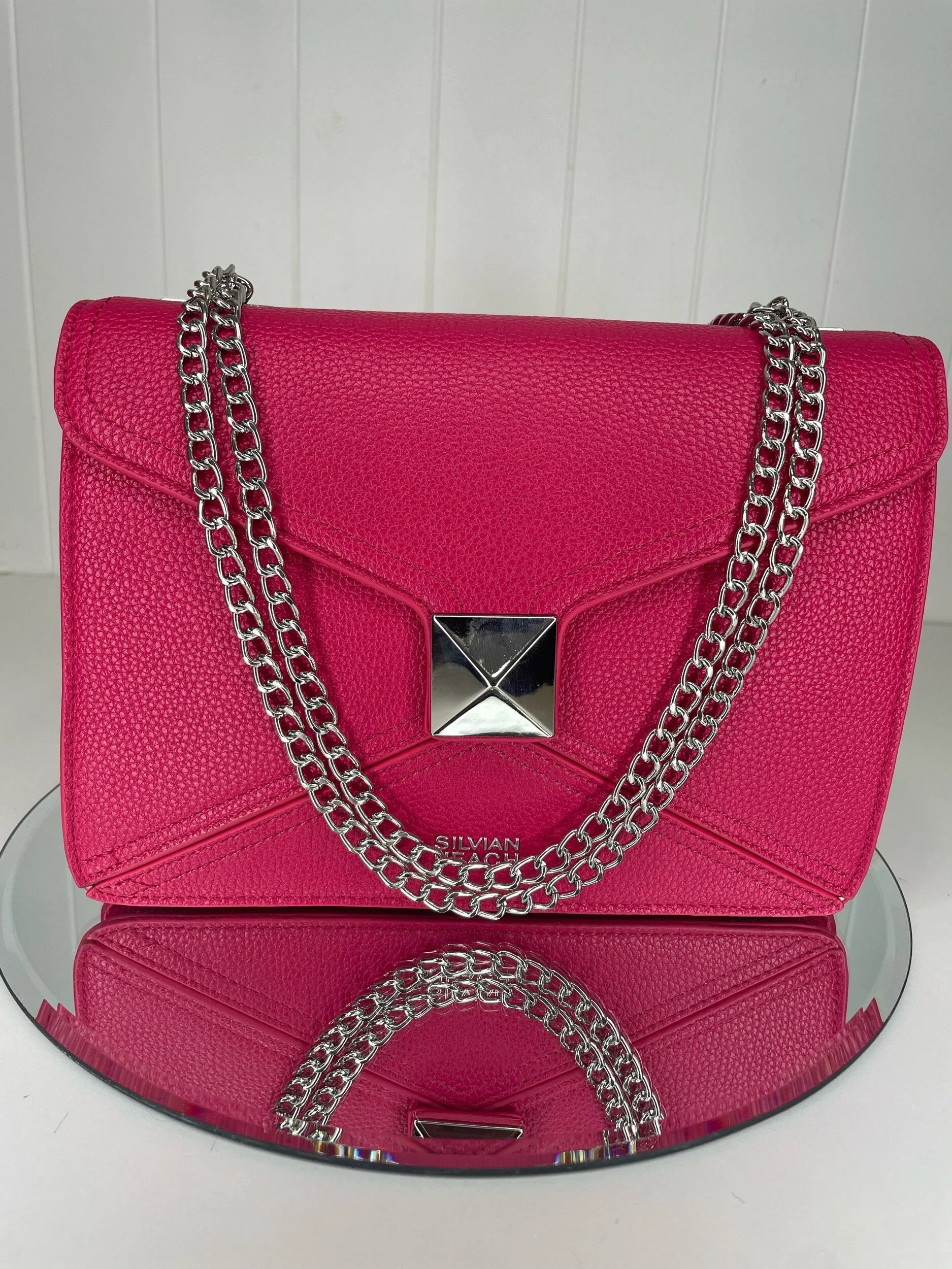 S. Heach Rectangular Leather Shoulder Bag (Raspberry)