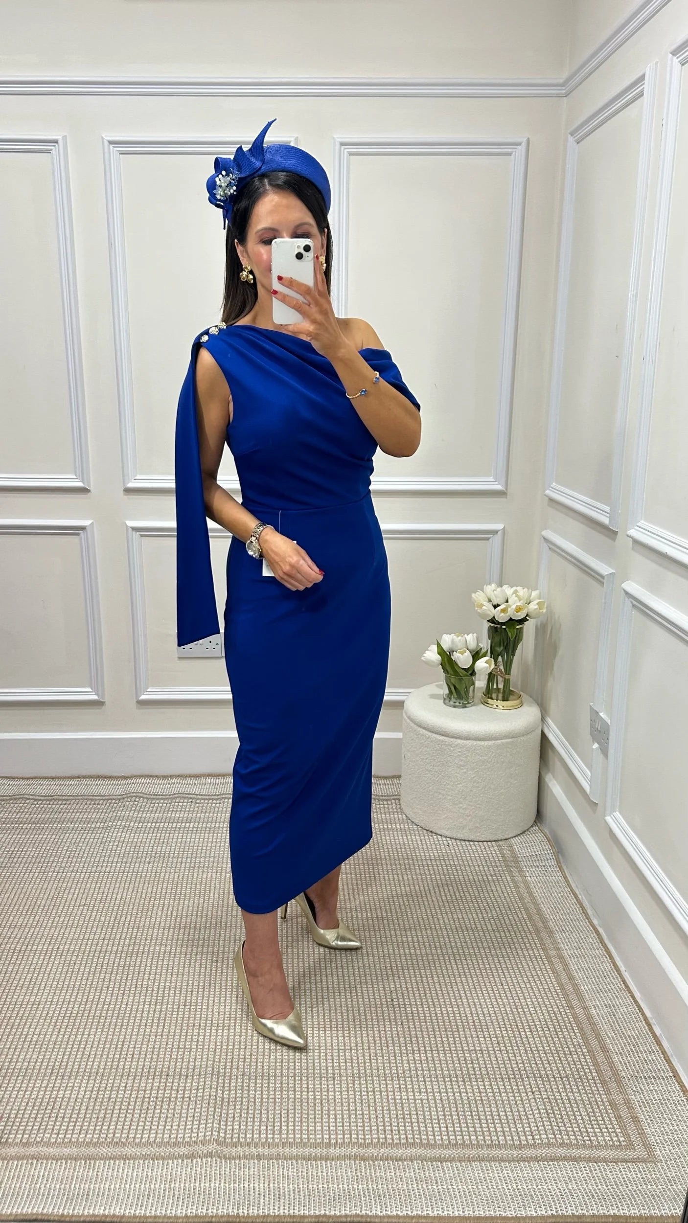 Eleni Blue One Shoulder Dress