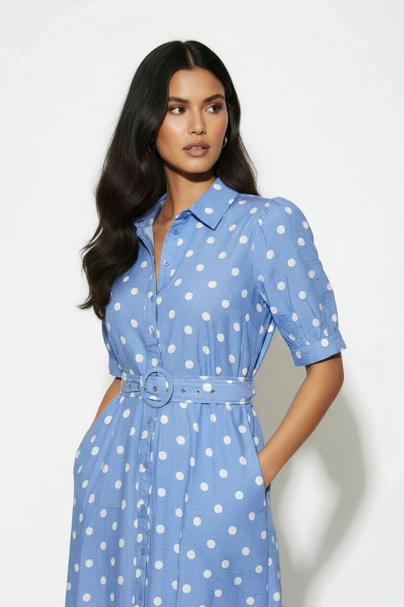 Samantha Blue Polka Dot Dress