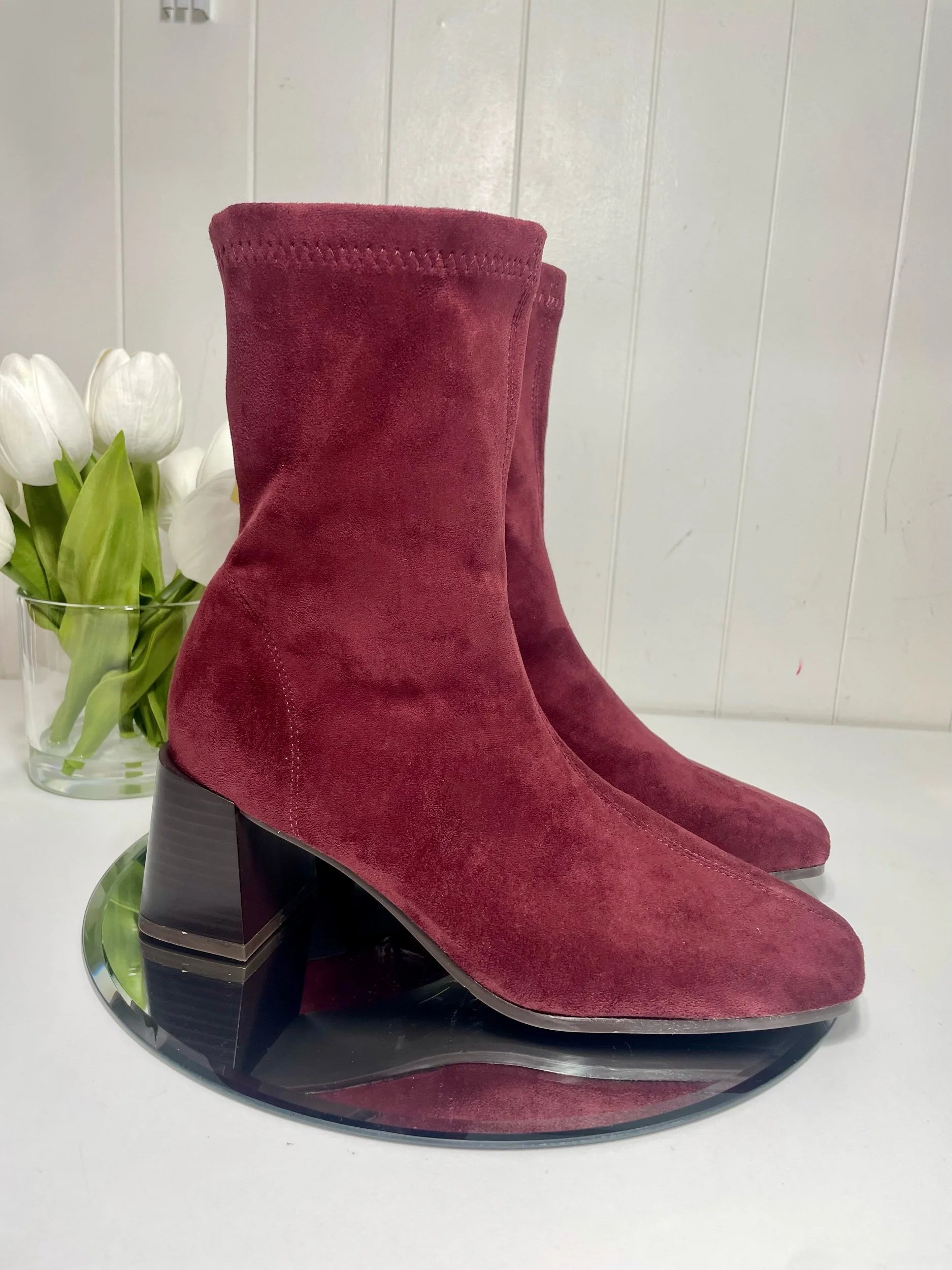 Ava Burgundy Suede Boot