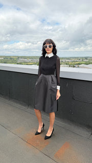 Aura Black Long-Sleeve Collar Dress
