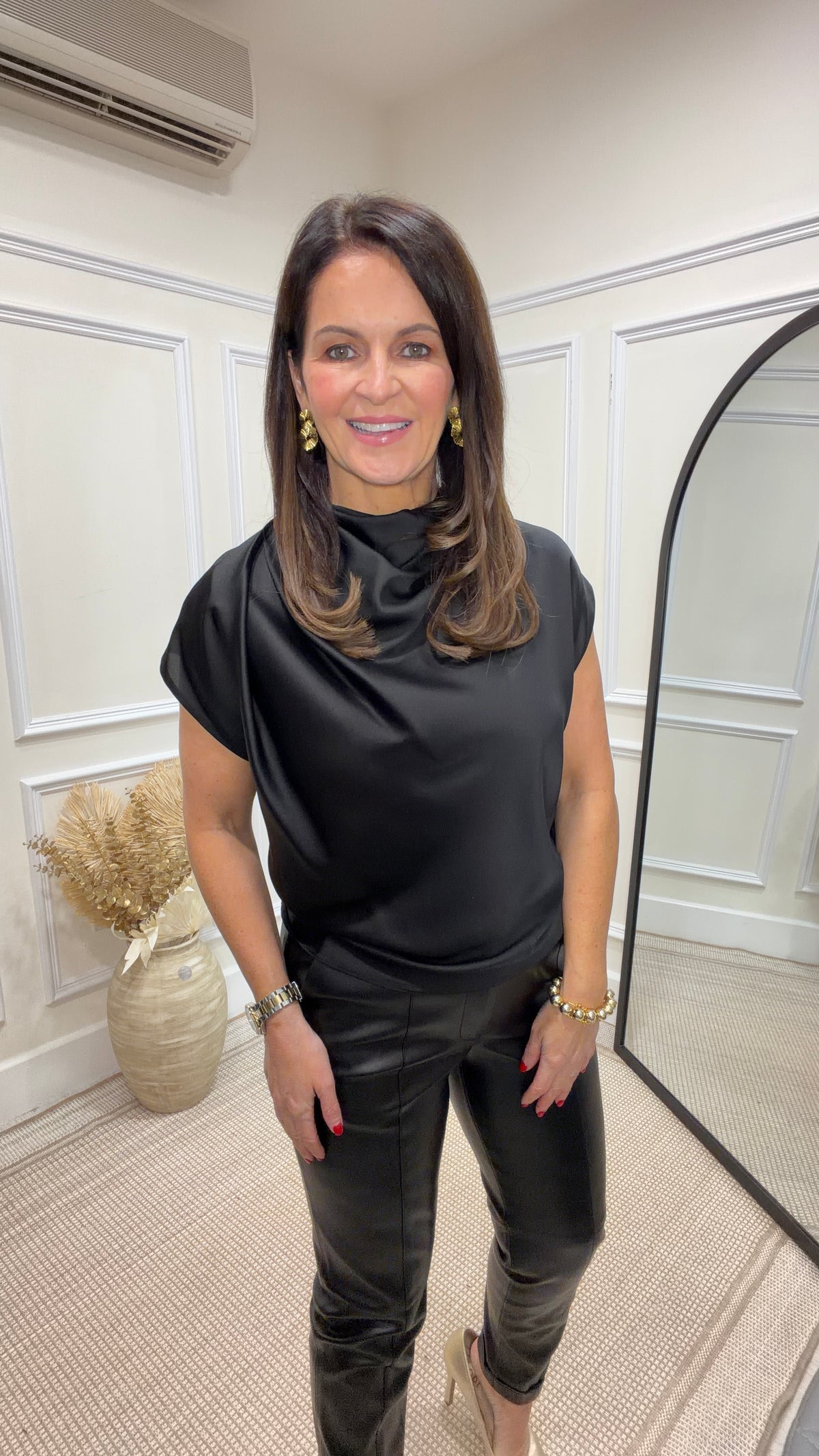 Orinaia Black Leather Trousers