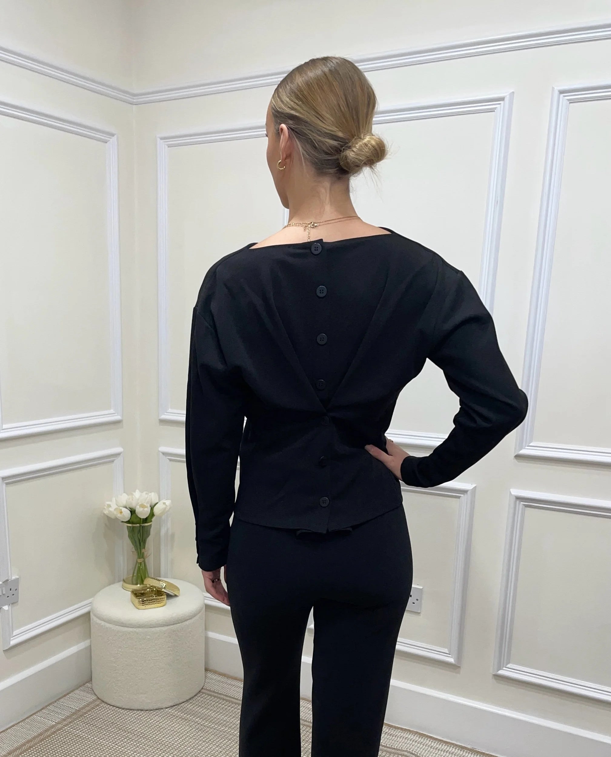 Claudia Cowl Neck Button Top