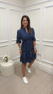 Kelly Navy Polka Dot Dress